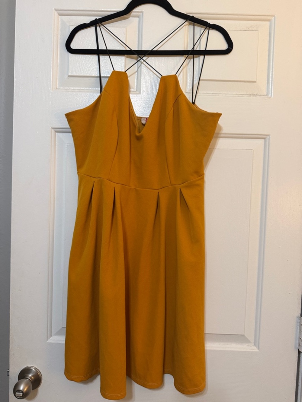 Mustard Yellow Strappy A-Line Mini Dress